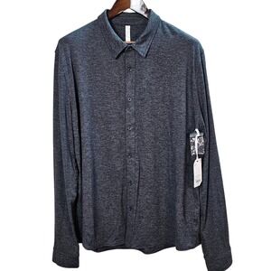 Stylus Mens French Indigo CD Long Sleeve Button Down Shirt XL Heather Gray Blue